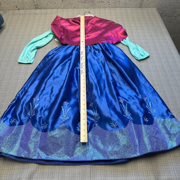 New Disney Collection Frozen Anna Costume Dress Cape Blue Teal Girls Size 7 / 8 - Picture 7 of 8